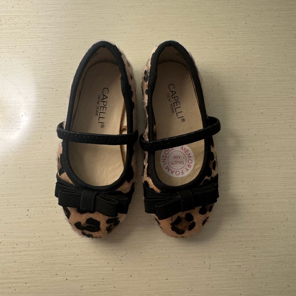 Capelli of New York Black and Tan Leopard Kids Dress Shoes